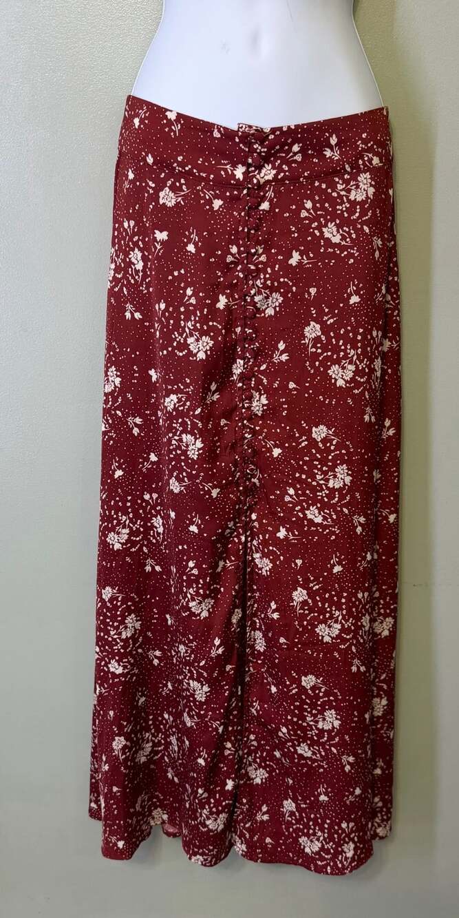Free People Sammy Midi Skirt in Vintage Floral Burgundy